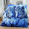 thumbnail image 2 of White Tiger Cubs Print Fleece Blanket Soft 280GSM Cozy Bedspread Suitable for All Season Use Durable Machine Washable Bed Covering with Cute Tiger Cub Design Multi Color ' Room Decor, 2 of 7