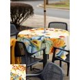 thumbnail image 4 of Outdoor Tablecloth with Umbrella Hole and Zipper, Thanksgiving Maple Square Table Cloth 60x60 Inch Waterproof Tablecloth, Orange Blue Pumpkins Fall Leaves Picnic Table Cover for Patio Camping, 4 of 7