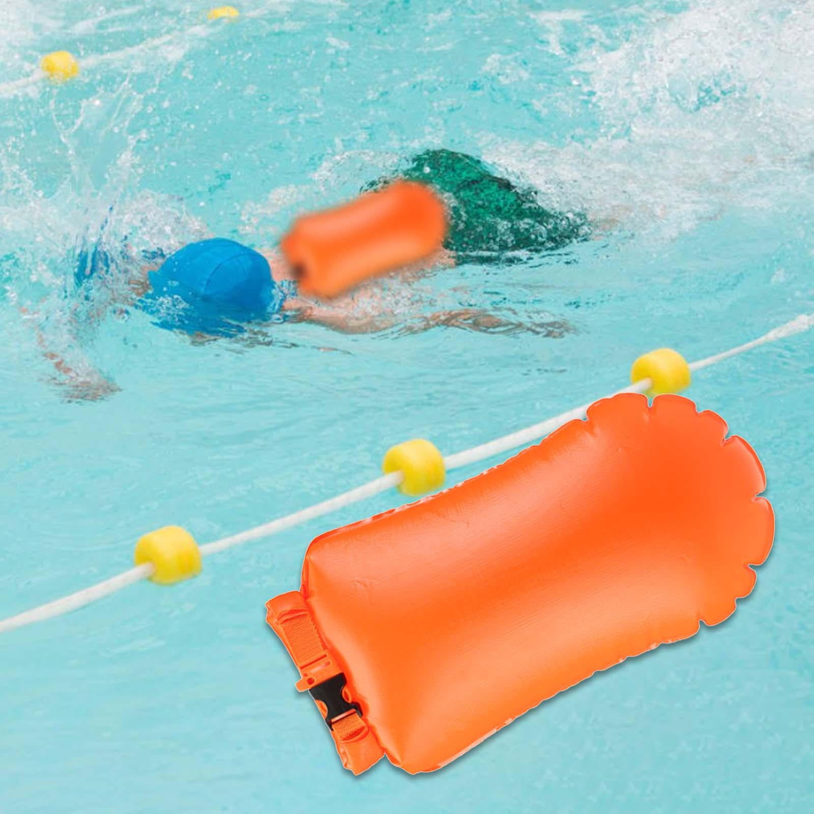 Inflatable Swim Buoy Waterproof Bag Ultralight for Lake Swimming Pool Hiking Orange 45cmx28cm