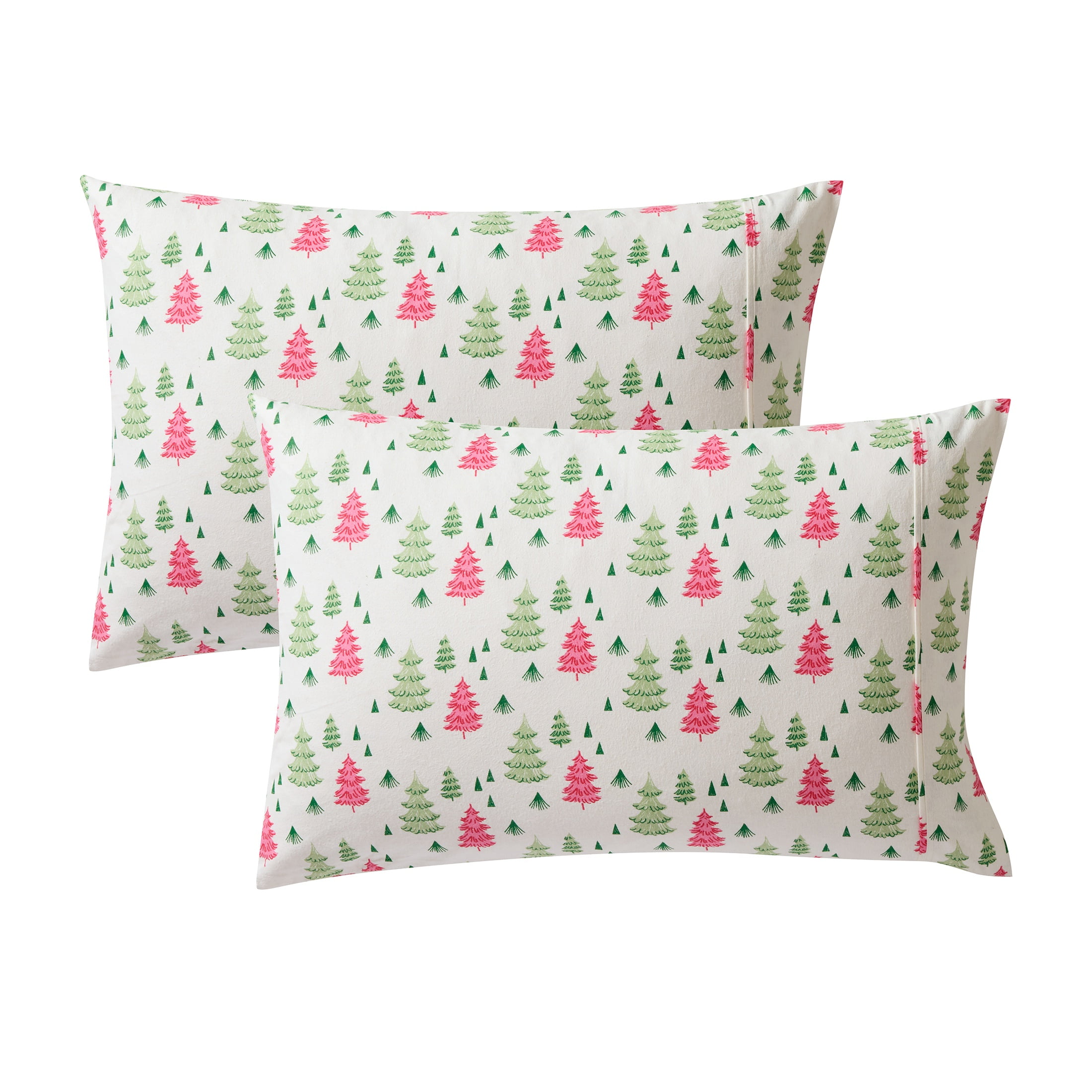 Hallmark Multi Color Trees 3-Piece Adult Brushed Cotton Flannel Bed Sheet Set, Twin