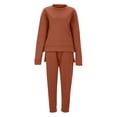 thumbnail image 3 of Prolriy Sweatsuits Women 2 Piece Outfit Women's Solid Color Hoodless Sports Sweatshirt Set Two Top Pants Casaul Two Piece Sets for Women Brown M, 3 of 3