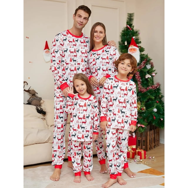 Christmas Moose Allover Print Pajamas Set Family Matching Outfits Parent-child 2 Pieces Suit Sleepwear Baby Dog Romper Xmas Look