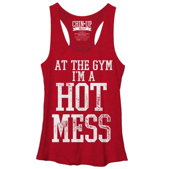 Women's CHIN UP Hot Mess  Racerback Tank Top Red Heather Small