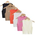 thumbnail image 3 of LYMAYTER Womens Vest Tops Summer Solid Color Knit Shirt Female Sleeveless Tretch Tank S-L, 3 of 8