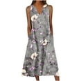 thumbnail image 2 of Feancey Boho Dress for Women Plus Size Maxi Dresess Summer Sleeveless V Neck Tank Dress Dressy Casual Floral Printed Beach Vacation Dresses with Pockets Multicolor 4XL, 2 of 5