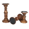 thumbnail image 5 of Candle Holder Stand Wooden,Pillar Candle Holders,Unity Candle Holders,Rounded Turned Colums,Country Style Ideal for Gift,Wedding,Christmas,Party,Home,Spa - 10,8,6 Inch- Set of 3 - Burnt, 5 of 5