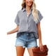 thumbnail image 1 of VISgogo Mujer Camisa Suelta, Manga Corta Solapa Cuello Botones Blusa Calle Casual Fiesta Color Sólido Tops VISgogo moda, 1 of 5