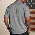 thumbnail image 4 of 4th Of July Hawaiian Shirts for Men American Flag Printed Us 250 Year American Shirts Short Sleeve 1776-2026 Button Down Patriotic Shirts for Memorial Day Independence Day Hawaiian Shirt,Gray L, 4 of 4