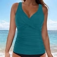 thumbnail image 5 of Tauxra Push Up V Neck Padded Halter Swim Top for Women, Solid Ruched Bikini & Tankini Top, 5 of 5