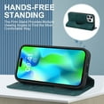 thumbnail image 6 of Dteck Strong Magnetic Case for iPhone 16 Pro Max, Compatible with MagSafe, iPhone 16 Pro Max Wallet Case with RFID Blocking Holder Slots, PU Leather Flip Folio Cover Kickstand Shockproof,Blue, 6 of 9