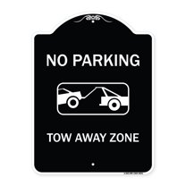 SignMission Designer Series Sign - No Parking Tow Away Zone | Black & White 18" x 24" Heavy-Gauge Aluminum Architectural Sign | Protect Your Business & Municipality | Made in the USA