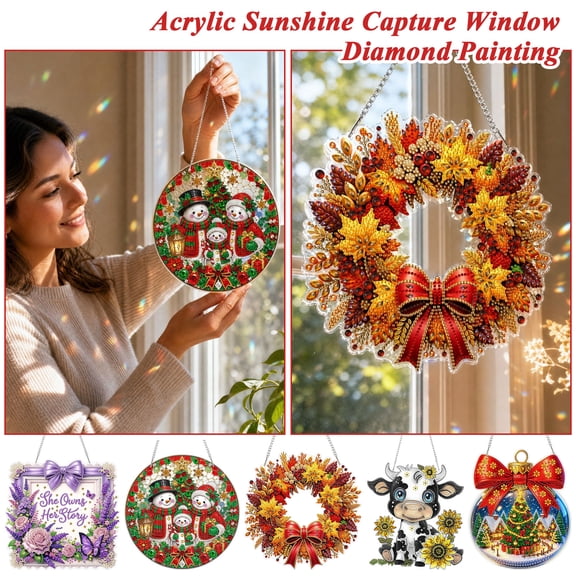 Sunflower Pearl Art DIY Kit - Botanical Butterfly Suncatcher 3D Gem Diamond Dot Painting Sets Round Acrylic Hanging Ornament Wall Sign Decor Gifts Adults Home Decor Project