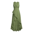 thumbnail image 4 of Guieoi Summer Dresses for Women under $10 Plus Size Flowy Sleeveless V-Neck Asymmetrical Hem Lace Dress Green M, 4 of 6