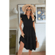 thumbnail image 4 of Vestido de Verano para Mujer, Cuello en V, con Volantes, Midi, Negro, Talla L, 4 of 6
