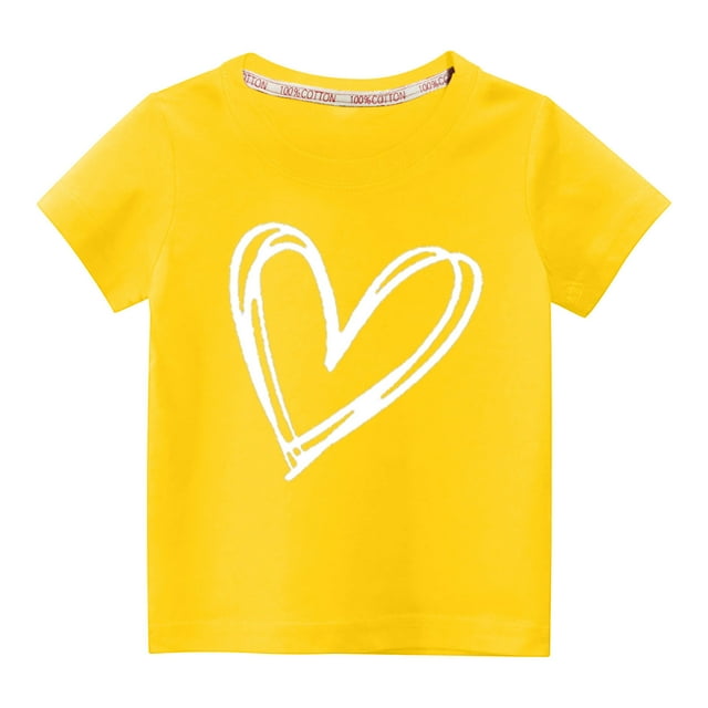 Wolfast Cadeaux de la Saint-Valentin pour Filles Tout-Petits Garçons Filles Mode Mignon Col Rond Imprimé Manches Courtes Haut Fille Tout-Petit Cadeau de la Saint-Valentin