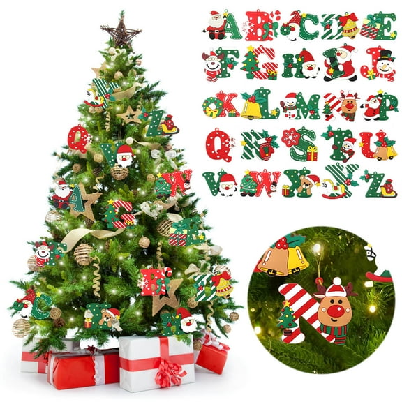 karymi 26 Letters Uppercase Letter Christmas Tree Ornaments PVC Alphabet Set for Personalized Holiday Decorations Bedroom Decor
