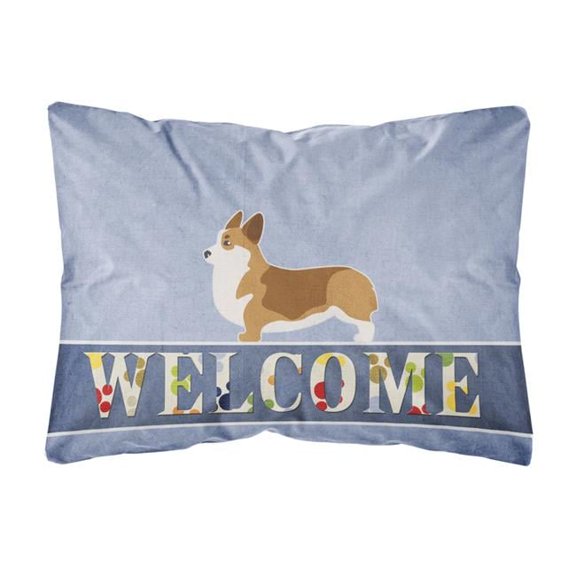 Carolines Treasures BB5524PW1216 Corgi Welcome Canvas Fabric Decorative Pillow, 12H x16W, multicolor