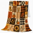 thumbnail image 2 of Pumpkin Sunflower and Plaid Harvest Patchwork, Rustic Farmhouse Style for Fall Lovers, Thanksgiving Gift, Cozy Flannel Blanket for Bedroom and Living Room, Home Decor, 2 of 9