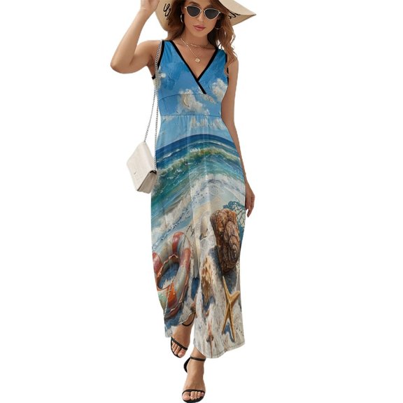 Beach Seashell Starfish Pattern Design Sleeveless Dress Summer Clothes for Women Women's Clothing 2025
