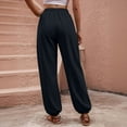 thumbnail image 4 of ITSAME Cotton Linen Pants for Women, Drawstring High Waist Loose Fit Athletic Casual Tapered Pants Black Size 3XL, 4 of 4