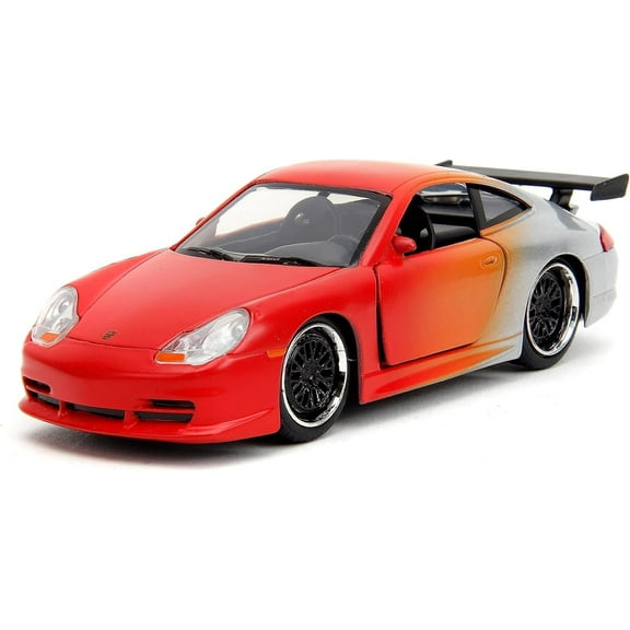 Pink Slips 1:32 W1 Porsche 911 GT3RS Die-Cast Car, Toys for Kids and Adults Primer Red/Orange/Silver