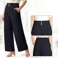 thumbnail image 5 of Women’s 2026 Spring Summer Soft Flowy High-Waist Pull-On Wide-Leg Stretch Drape Dress Pants for Senior Women Over 50 Black M, 5 of 5