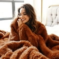 thumbnail image 6 of GentleSoft Fuzzy Sherpa Faux Fur Twin Blanket Burnt Orange Cozy Gifts for Women Men, Soft Fleece Plush Warm Thick Blanket Twin Size for Bed, Room Dorm Essentials Orange Decor Gifts, 60x80, 6 of 8