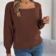 thumbnail image 2 of Annhoo Womens Sweaters Casual Long Sleeve Square Neck Tops Fall Winter Loose Cozy Knitted Pullover Shirts, 2 of 8