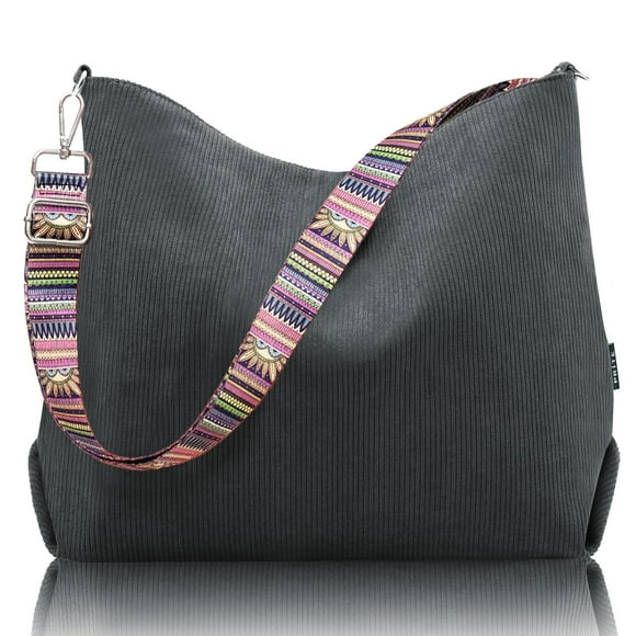 Bolso Prite Corduroy para mujer con cremallera gris