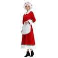 thumbnail image 3 of Mrs. Claus Costume for Women Adult Christmas Plus Size Dress with Bonnet Apron White Hair Wigs and Wire Rim Glasses -S, 3 of 8