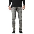 thumbnail image 2 of Ma Croix Mens Biker Jeans Slim Fit Distressed Ripped Zipper Stretch Denim Pants, 2 of 6