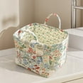 thumbnail image 4 of Boho Fabric Storage Basket with Handles, Large Capacity Foldable Floral Organizer for Clothes and Sundries, Quilted Puffer Tote Bag for Home, Picnic, Shopping, Travel, 4 of 7