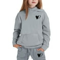 thumbnail image 2 of REDARER Fleece Hoodie and Joggers Set, Cozy Winter Outfit with Heart Print, Plush Lined Casual Kids Clothes for Boys and Girls,Size:3-4 Years, 2 of 3