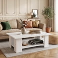 thumbnail image 2 of 41" 2-tier Wooden Modern Coffee Table with Storage Shelf, Rectangle Accent Center Table for Living Room,White, 2 of 9