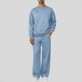 thumbnail image 2 of EOYWHK Sweat Suits Men Two Piece Lounge Sets Casual Long Sleeve Crewneck Sweatshirts No Hood and Elastic Waist Drawstring Sweatpants, 2 of 9