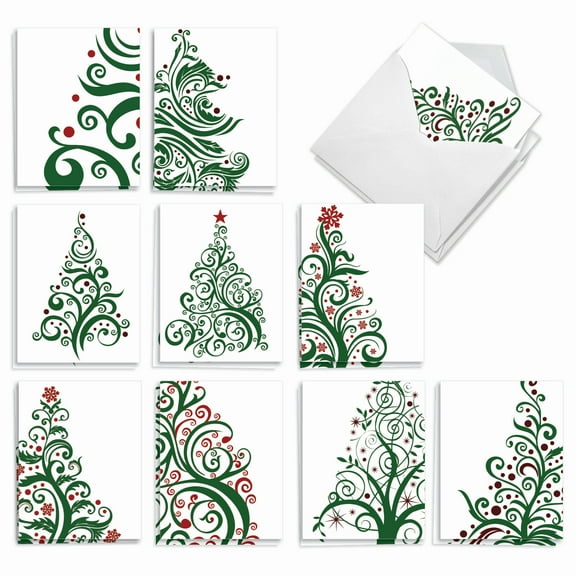 20 Merry Christmas Note Cards with Envelopes (4" x 5.12") - Just Fir You Christmas Thank You (10 Designs, 2 Each) AM6019XTG-B2x10