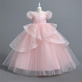 thumbnail image 2 of SHTXOZHI Kids Girls Sequin Party Princess Dress Puff Sleeve Ruffle Tulle Dress A-Line Birthday Gown, 2 of 7