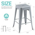 thumbnail image 3 of 24 Inch Metal Bar Stools Set of 2, Stackable Backless Industrial Stools for Indoor Outdoor Kitchen Dining Patio Garden Classroom (Silver), 3 of 10