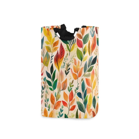 Yayeee Freestanding Laundry Hamper with Handle Collapsible Large Storage Basket for Clothes, Orange Leaves