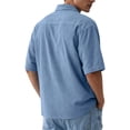thumbnail image 5 of Domuza Mens Textured Short Sleeve Shirts Corduroy Casual Solid Button Polo Shirt Comfy Wrinkle Free Tops Light Blue 5XL, 5 of 7