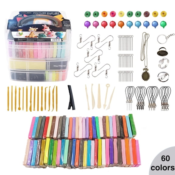 Tavolozza 60 Colors Polymer Oven Bake Modeling Clay Set, Creative Kit with 19 Sculpting Tools and 6 Kinds of Accessories for Kids and Beginners