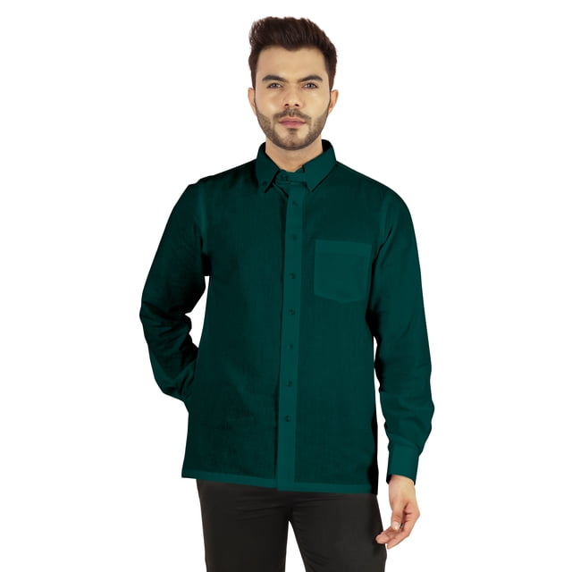 Bestman Solid Button Down Shirt For Men Long Sleeve With Patch Pocket Formal Business Wear