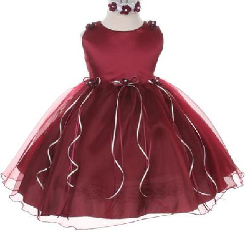 Rosebud Flower Bow Ribbons Baby Little Girl Flower Girls Dresses