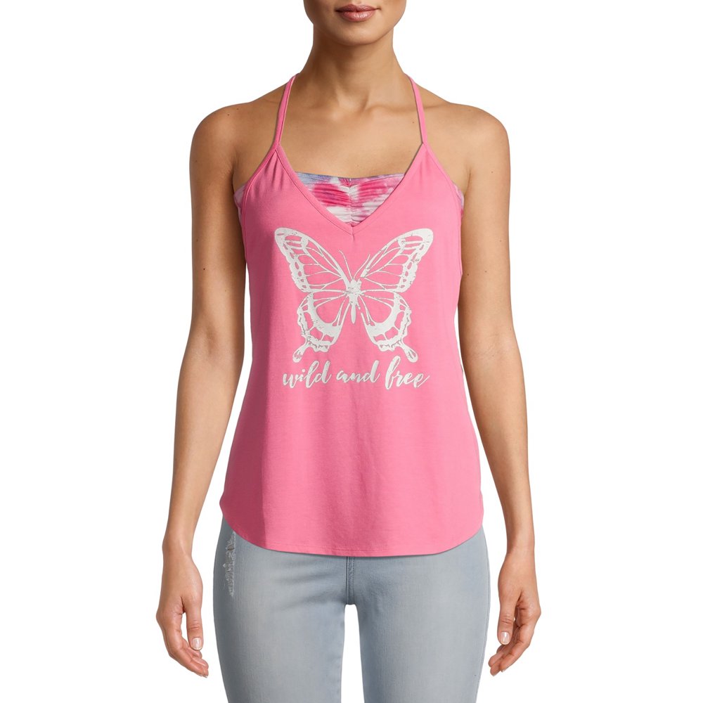 No Boundaries No Boundaries Juniors’ Lattice Back Tank Top Walmart