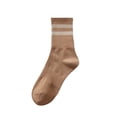 thumbnail image 3 of Xijirk Womens Striped Cuff Mid Calf Socks for Four Season Daily Sports Casual Outfits Soft Rib Knit Trendy Hosiery,Brown,A, 3 of 3