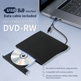 thumbnail image 2 of USB 3.0 Type-C DVD Burner 2-in-1 Slim External Recorder Portable CD-RW DVD-ROM Optical Drives Writer Reader Player, 2 of 8