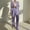 Purple, variant on Blazer Matching Set Palazzo Business Women Suits Set Long Sleeve V-Neck Black Womens Shorts Sets