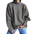 thumbnail image 2 of Only Moment Gray Lightweight Long Sleeve Pullover Crew Neck Long Sleeve Tops Fall Winter Clothes Crewneck Cozy Outfits Pullover 3XL, 2 of 5