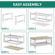 Dextrus Farmhouse Coffee Table 2-Tier Wood Center Table with Storage Shelf for Living Room, Gray, 39.7