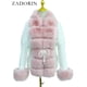 thumbnail image 1 of ZADORIN-cárdigan de piel de lujo para mujer, suéter tejido de invierno, elegante cinturón de piel desmontable, cárdigan blanco, rosa y negro, estilo coreano, 1 of 5